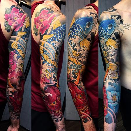 Tattoos - Blue Koi And Hannya - 130306